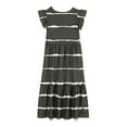 thumbnail image 3 of yillto Kids Girls Maxi Dress Ruffle Short Sleeve Crew Neck Flowy Tiered Summer Sundress with Pockets, 3 of 5