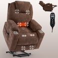 thumbnail image 2 of Power Lift Recliner Chair 350LB Capacity, Chenille Heavy Duty Massage Chair with Lumbar Heating, USB/Type-C Ports & Cup Holders, Perfect Gift for Parents, Brown, 2 of 12