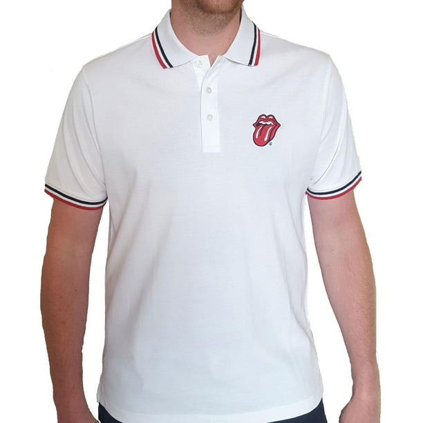 The Rolling Stones - Polo Classic Lengua para Adultos Unisex (Blanco)