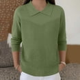 thumbnail image 2 of Women's Casual and Fashionable Lapel Long Sleeve Knitted Solid Color Top Sweater for Stylish and Versatile Outfits,Green,2XL, 2 of 6