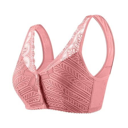 Tumotour Front Open Bras For Women Without Steel Ring Gathering Lace Pattern Covering Nursing Bra Solid Color Oversized Soft Breathable Embroidered Glossy Comfortable Bra
