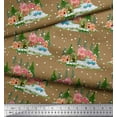 thumbnail image 3 of Soimoi Velvet Fabric House,Snowfall & Tree Nature Print Fabric by The Yard 58 Inch Wide, 3 of 3