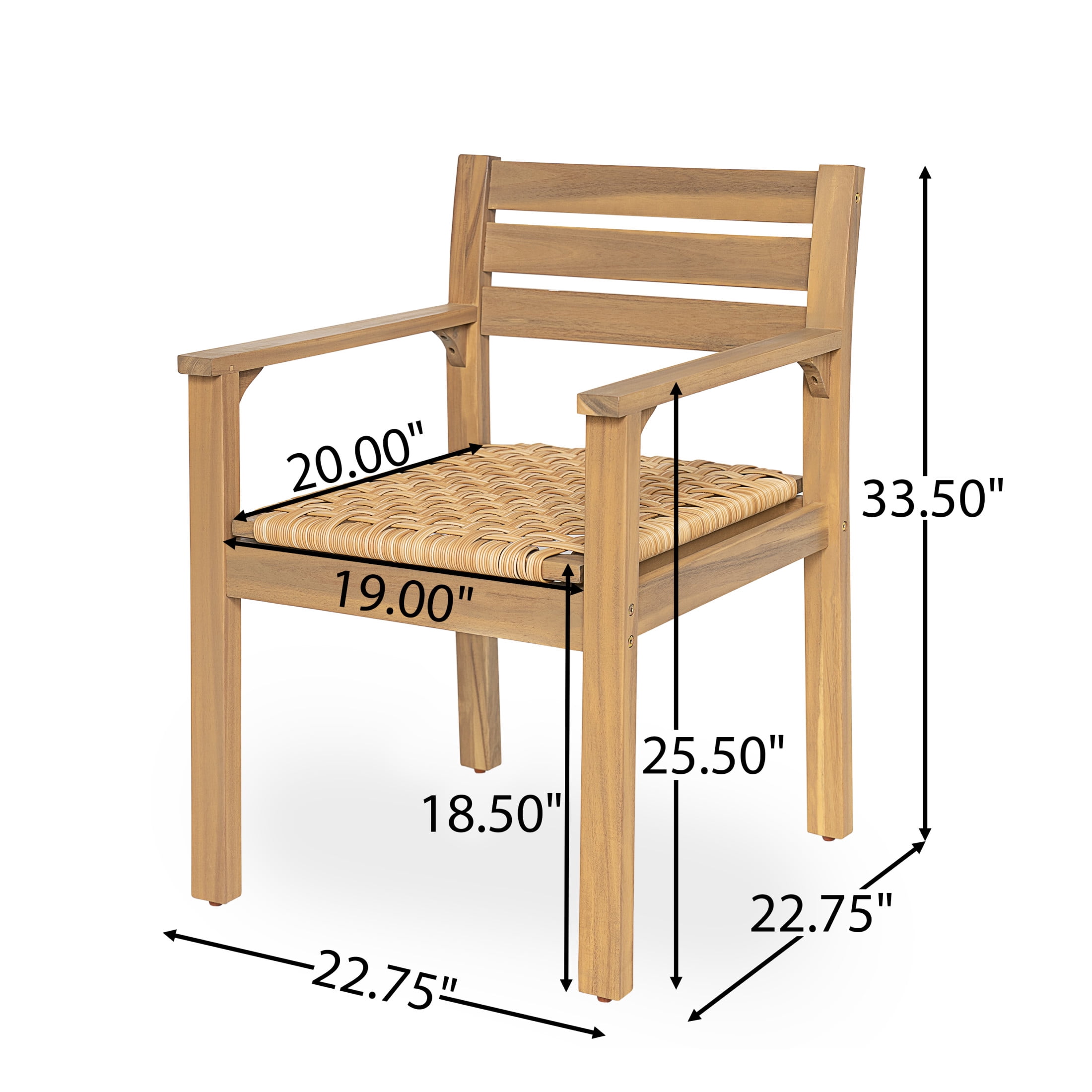 Christopher Knight Home 5-Piece Extendable Wood Patio Dining Set with Rustic Wicker Chairs, Light Teak