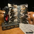 thumbnail image 6 of Throw Pillow Cover With Zipper, Decorative Beige 14"x14" (35x35 cm) Cushion Cover&nbsp;Couch, Linen Feathers, Crystals & Beaded Couch Pillow&nbsp;Cases, Animal Print - Crystallised Feathers, 6 of 10
