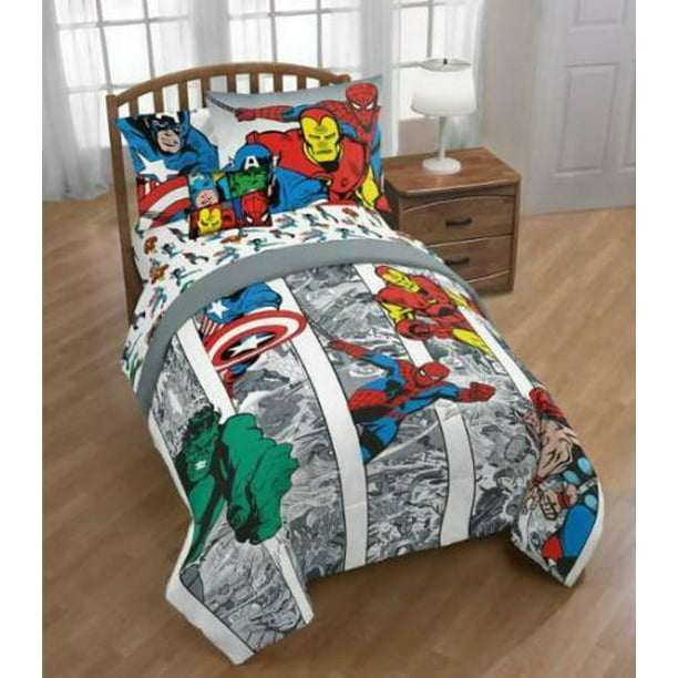 Marvel Comics Avengers Boys Twin Comforter Sheets Bonus Sham Bonus Toss Pillow 6 Piece Bed In A Bag Walmart Com Walmart Com