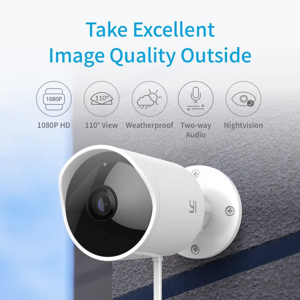 YI Outdoor Security Camera Waterproof, 1080p 2.4GHz Wifi 