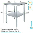 thumbnail image 3 of AmGood 30 in. x 30 in. Stainless Steel Table | Metal Utility Kitchen Prep Work Table | NSF, 3 of 8
