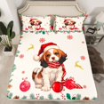 thumbnail image 2 of Homewish Kawaii Christmas Dog Bed Sheets for Kids, Cute Santa Claus Hat King Sheets, Western Xmas Flower Sheet Set, Luxury Bedroom Decor, 4 Pieces, 2 of 7