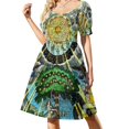 thumbnail image 1 of Vestido de manga corta con estampado de emblemas mágicos y herímicos alcales vestido de verano para mujer vestidos largos con velo 2025, 1 of 6