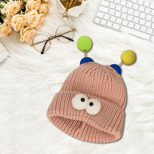 Gorro de punto Little Monster para niñas Salvador Cosplay de dibujos animados Rosa claro