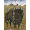thumbnail image 2 of Hollihocks Art 11x14 Gold Ornate Wood Framed with Double Matting Museum Art Print Titled - Bison, 2 of 4
