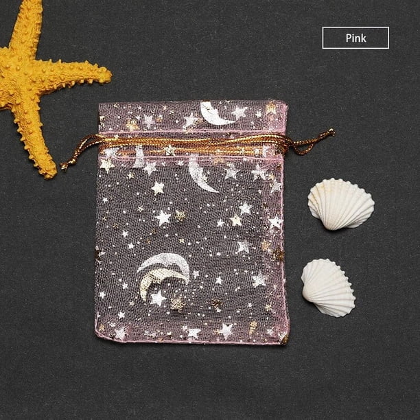Bolsas de Organza dibujables, embalaje para regalos de boda, fiesta de Navidad, tars y Luna, 50 piezas, 7x9cm, 9x12, 10x15cm, 13x18cm