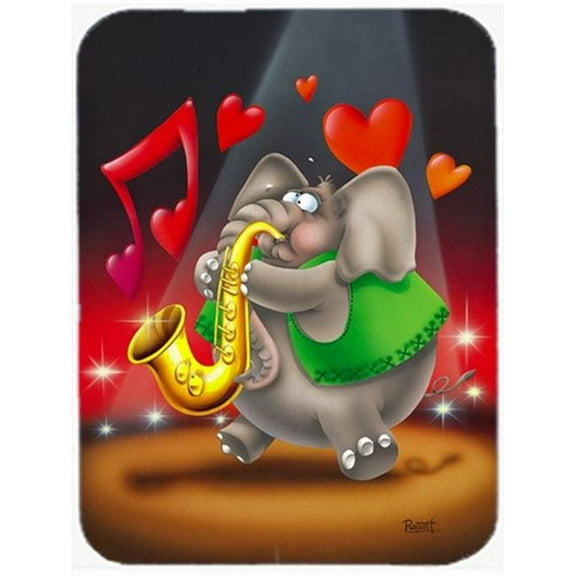Elephant Playing the Saxaphone Glass Cutting Board - Large