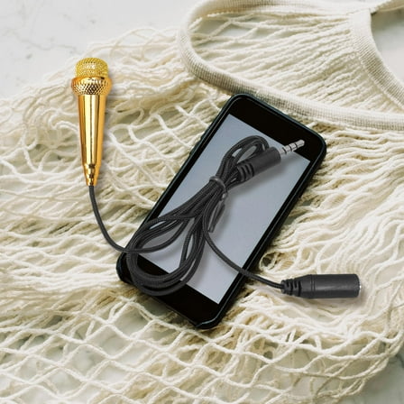 GOOHOCHY 1Set Golden Mini Microphone for Karaoke and Video Recording with Aluminium Magnesium Alloy