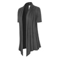 thumbnail image 3 of MixMatchy Women's [Made in USA] Solid Jersey Knit Short Sleeve Open Front Draped Cardigan (S-3XL), 3 of 5