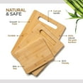 thumbnail image 2 of Bamboo Cutting Boards for Kitchen [Set of 3] Wood Cutting Board for Chopping Meat, Vegetables, Fruits, Cheese, Knife Friendly Serving Tray with Handles, 2 of 8