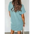 thumbnail image 5 of Women Casual Summer Crewneck Short Sleeve Ribbed Mini Tshirt Dress,S-XXL, 5 of 6