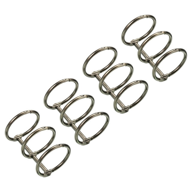 Unique Bargains 1' Dia. 3 Circle Detachable Metal Binder Rings Loose Leaf Rings, Dark Grey 4 Pack