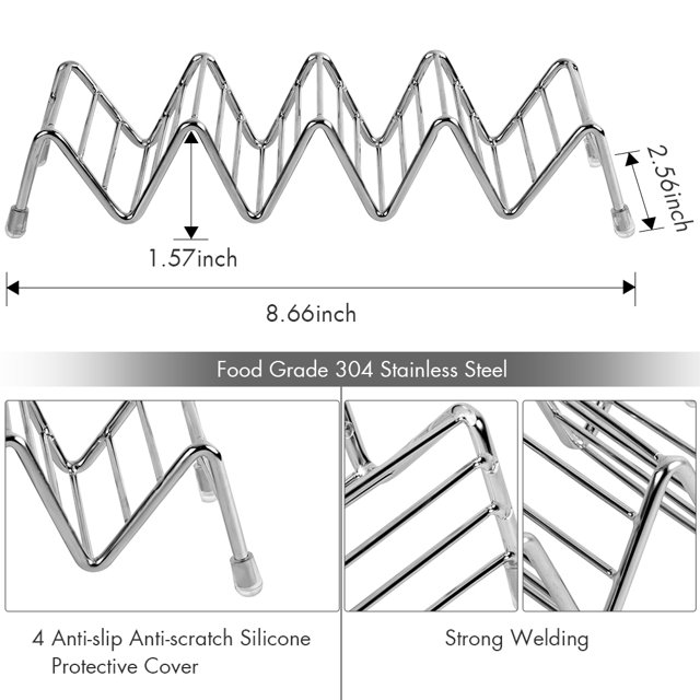 Juego de 4 soportes para tacos, soporte para tacos de acero inoxidable de primera calidad para niños con tacos de cáscara dura o blanda