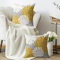 thumbnail image 3 of Yellow White Grey Gray Pillow Covers 20X20 Inch Set of 2, Modern Geometry Dahlia Floral Print Decorative Throw Pillow Covers Outdoor Farmhouse Cushion Case for Home Couch Sofa Bed Decoration, 3 of 5