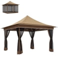 thumbnail image 2 of Outsunny 12 x 12 ft. Pop Up Canopy Tent with Mesh Netting, Height Adjustable, UPF50+ Instant Sun Shelter, Beige, 2 of 9