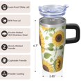 thumbnail image 3 of Sunflower 20 oz Stainless Steel Tumbler with Handle and Straw – Insulated Travel Cup with Sliding Lid, 360° Full Wrap Printed Mug for Home, Outdoor & Sports Use, Spring, 3 of 6