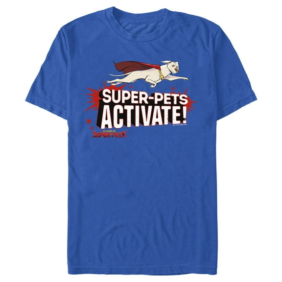 Men's DC League of Super-Pets Krypto Super-Pets Activate  Graphic Tee Royal Blue 3X Large