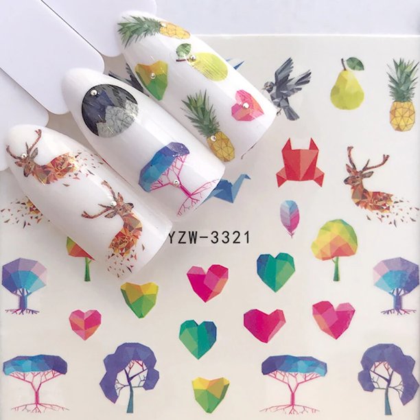 pegatinas para uñas decoracion de uñas pegatina semipermanentes Deslizadores de invierno, pegatinas de alce, Lobo, Animal, figura de transferencia artística, mariposas, marca de agua, deslizador de ag