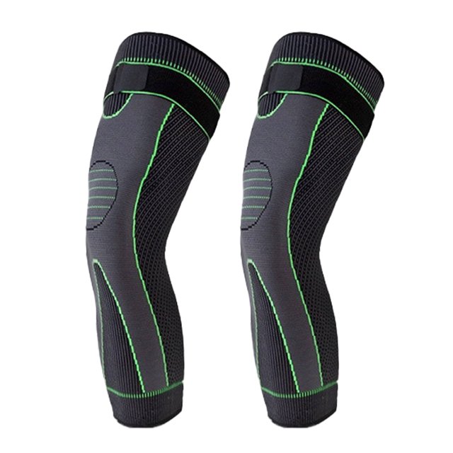Mangas de compresión largas para piernas, rodilleras protectoras para hombres y mujeres, color verde M