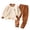 Beige, variant on Wonitaaizi Kids Girls Toddler Solid Pajamas Fall Long Sleeve Crewneck Letter Print Pajamas Sleepwear Set Pink for Size 3-4 Years