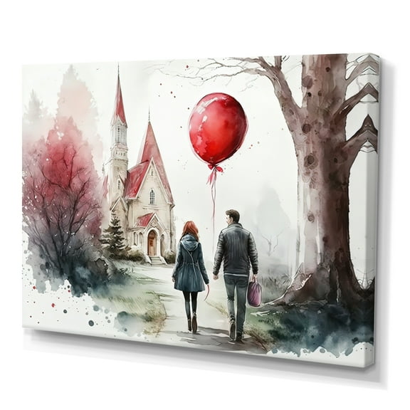 Designart Couple In Love Going To The Church VII Canvas Wall Art