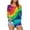 Z7-Multicolour, variant on Women's Long Sleeve Shirt Colourful Rainbow Print T-Shirt Round Neck Tops 70s Hippie Carnival Fancy Dress Outfit Tunic Blouse Casual Streetwear
