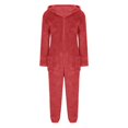 thumbnail image 4 of UJNDER Women's Fuzzy Hoodie Jumpsuit Pajamas Long Sleeve Romper Warm Winter Pajamas for Women Red M, 4 of 5