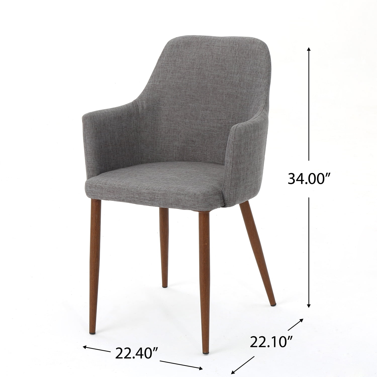 Kadyn Mid Century Modern Fabric Dining Chairs, Upholstered Dinner Chair with Wood Legs, Fabric Kitchen Chair for Dinning Room, Set of 2, Light Grey