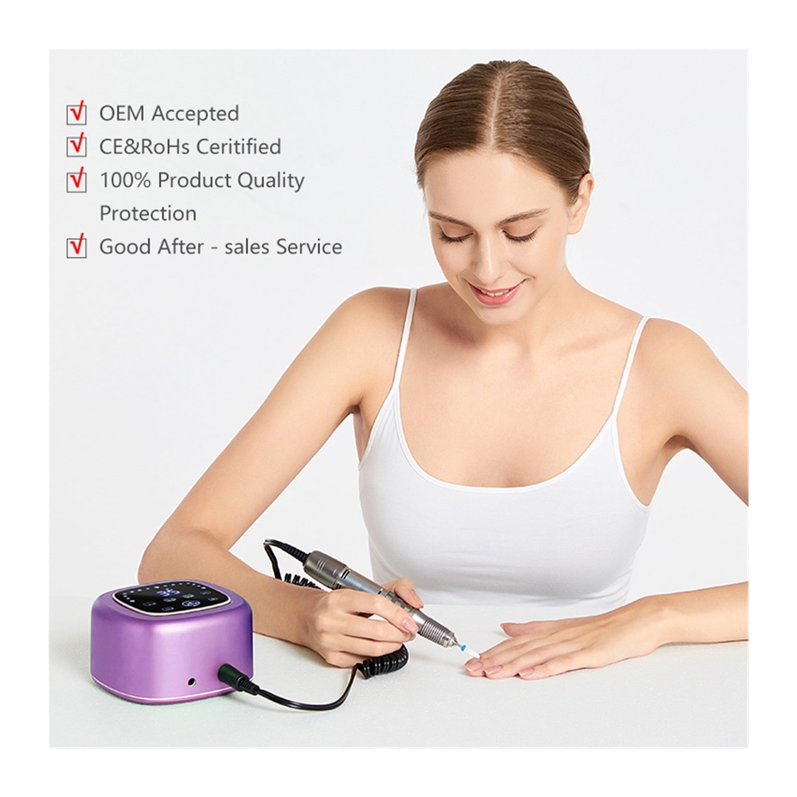 Electric Nail Drill Machine 35000RPM Nail Drills For Acrylic Nails,Professional Efile Nail File With LED Display For Shaping ,Low Noise