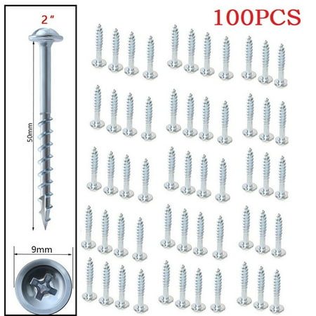

Leke 100pcs Pocket Hole Screw 25-63mm Cross Screwdriver Self Tapping Screw ST4 Drive