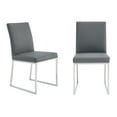thumbnail image 2 of Armen Living Trevor Contemporary Dining Chair in Brushed Stainless Steel and Grey Faux Leather - Set of 2, 2 of 10