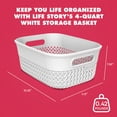 thumbnail image 3 of Life Story 4 Qt Decorative Storage Basket, Small Plastic Home Organizer, White, 3 of 8