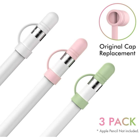 AhaStyle 3 Pack Replacement Cap Silicone Anti-Lost Cap Accessories Compatible with Apple Pencil 1st Generation (White,