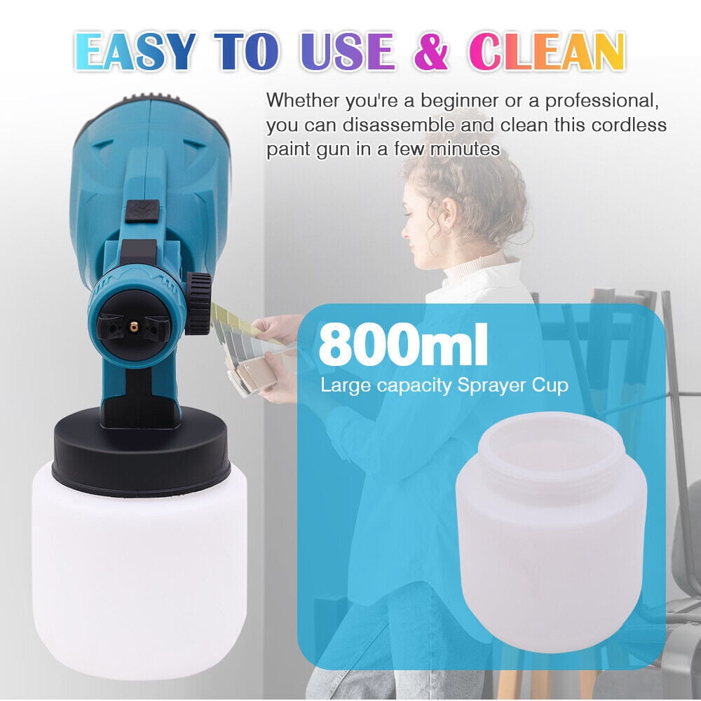 Cordless Paint Sprayer, Battery Paint Sprayer with 2 Batteries, Electric Airless Paint Spray Gun for Home Interior and Exterior, Fence, Cabinet, Wood