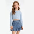 thumbnail image 6 of Girls Denim Skirt Size 3-4Y Casual Mini Skirts with Pleated Hem A Line Stretch Waistband Versatile Daily Kids Jeans Skirt, 6 of 9