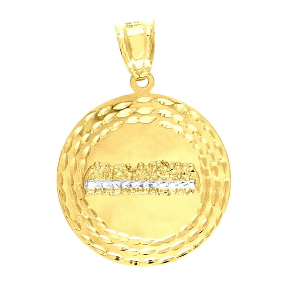 10k 10Kt Gold Two-Tone Diamond-Cut Mens Last Supper Religious Charm Pendant