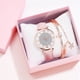 thumbnail image 3 of Xihbxyly dia del primer ministro Conjunto de reloj de cuarzo con pulsera de estrella y esfera de diamantes con anillo interior y correa para mujer, 3 of 4