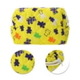 thumbnail image 4 of Unique Bargains 1 Pc Quilted Square Flowers Makeup Bag Yellow Polyester, 4 of 6