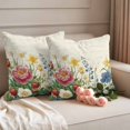 thumbnail image 2 of Watercolor Flowers Strawberry Pillow Covers 2 Pack Yellow Blue Floral Plant Pillowcase Waterproof Outdoor Throw Pillow Cover for Patio Garden Square Cushion 24”x24”, 2 of 9