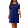 thumbnail image 5 of LWavelet Women's Plus Size Cold Shoulder Dress Short Sleeve Round Neck Casual Loose T-Shirt Dress with Pockets Royal Blue 5XL, 5 of 5