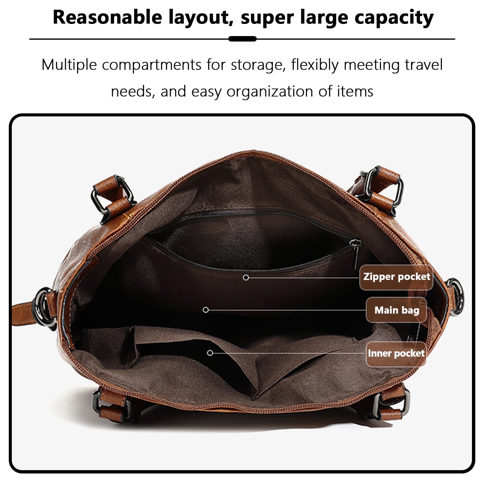 Arcticwind Handheld women's bag,Fashion Crossbody Large Capacity Bag for Women,with Change Purse,Top Handle Bags,Soft PU Leather Multi-Pocket Shoulder Bag Handbag with Adjustable Strap,Brown