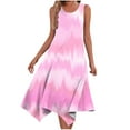 thumbnail image 2 of Uaswgudfs ​Sleeveless Relaxed Fit Casual Dress with Floral Accents & Asymmetric Hem - Summer Sundress for Women 2025 Pink M, 2 of 5