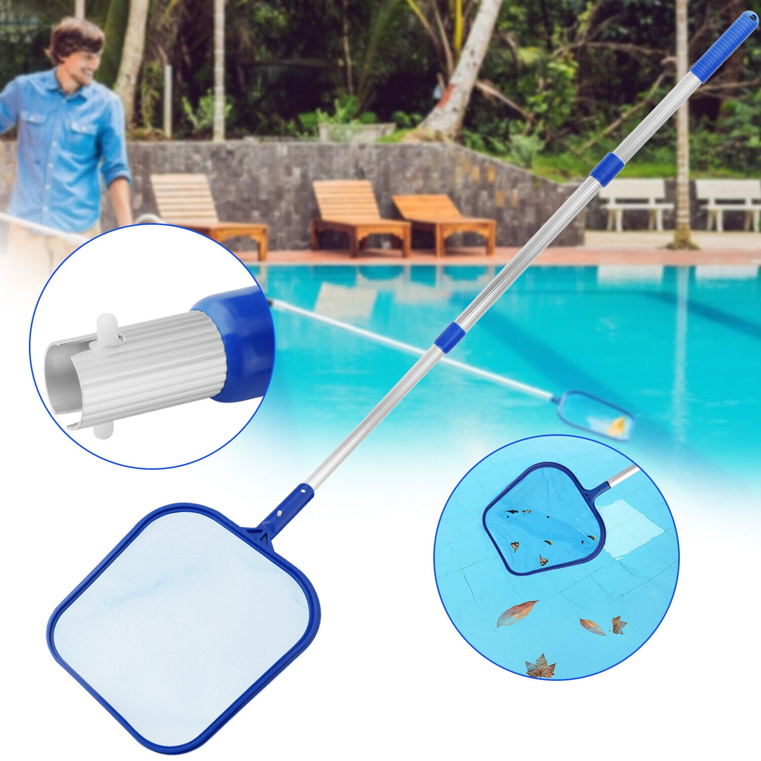 Net Rake Clear Cleaner Scoop Leaf Skimmer Mesh Frame Spa Hot Tub