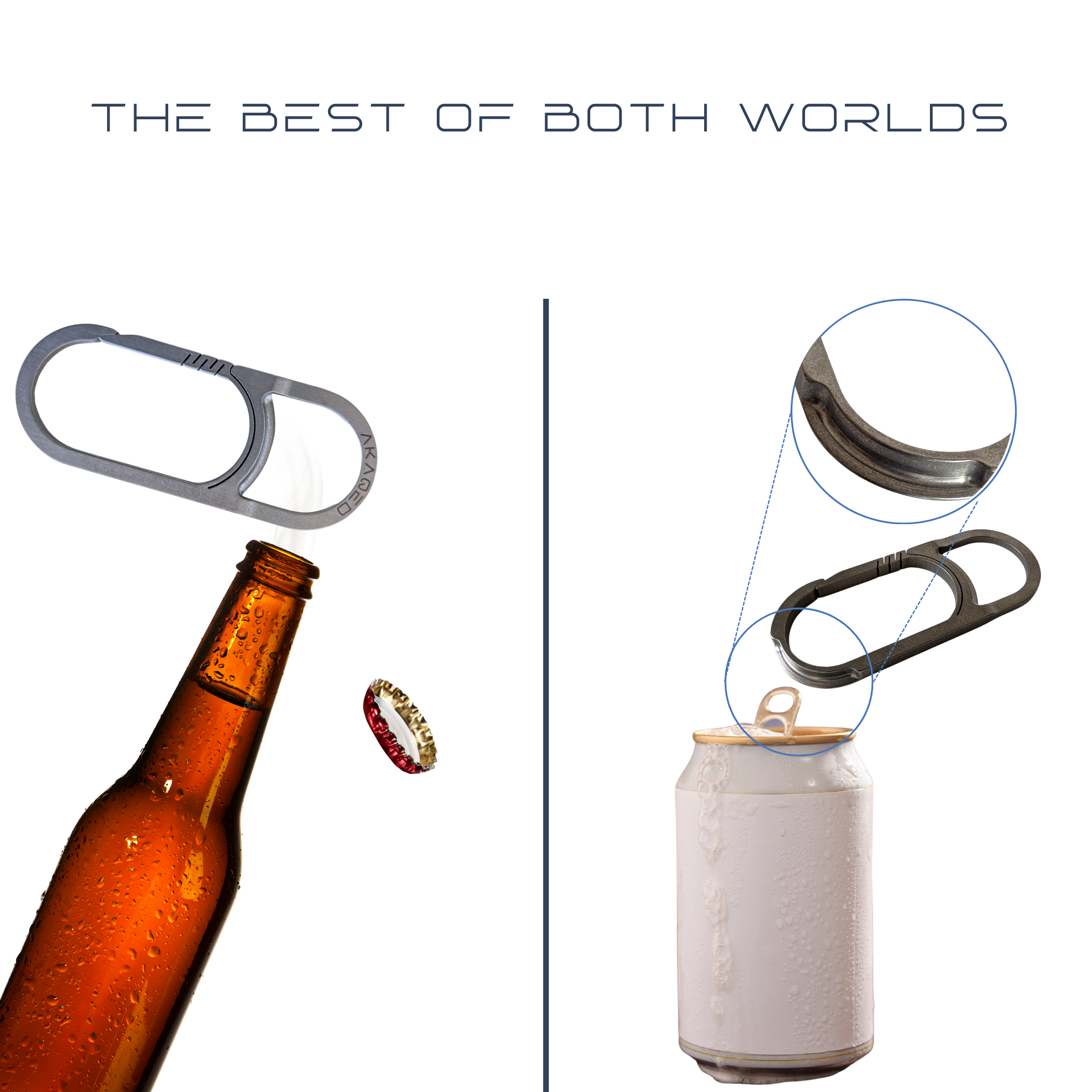 PULL | Titanium All Purpose Carabiner Bottle & Can Opener Keychain - Silver